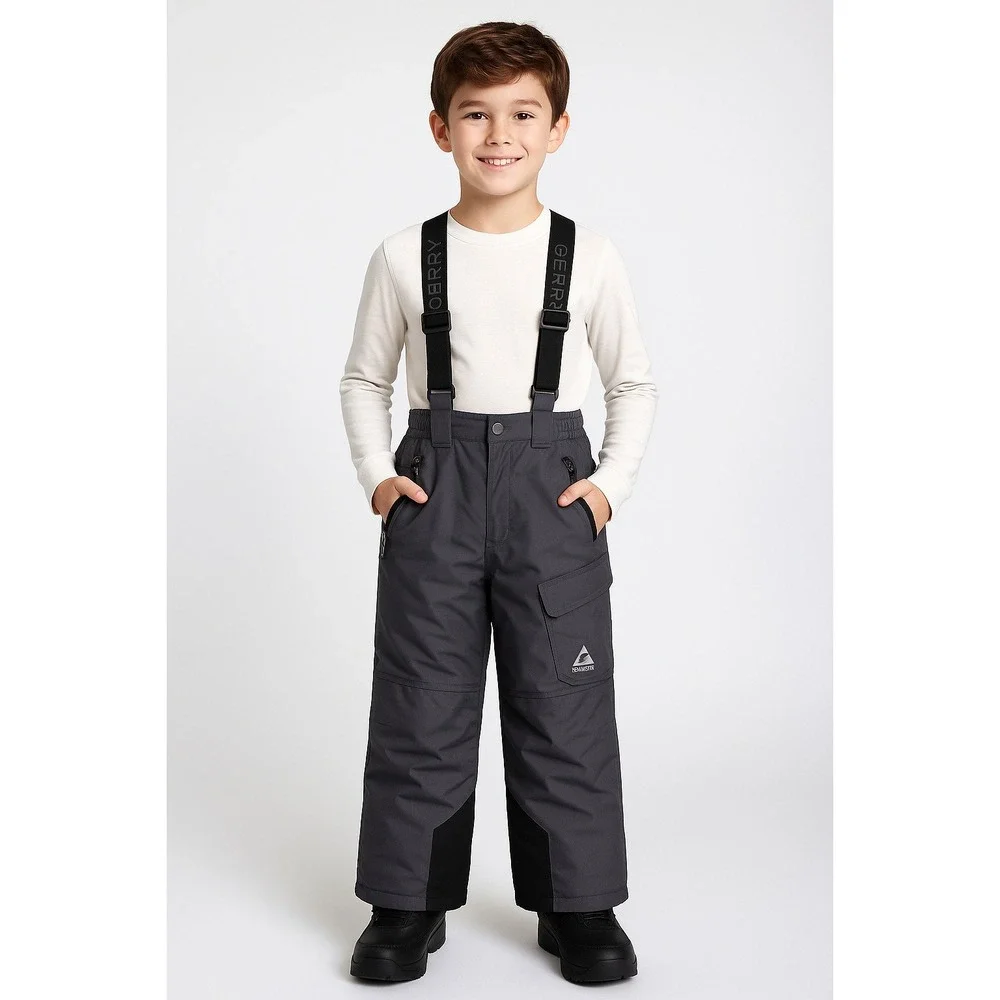 Gerry Snow Pants Youth M 10/12 Gray W/Suspenders Insulated Waterproof Ski Bib